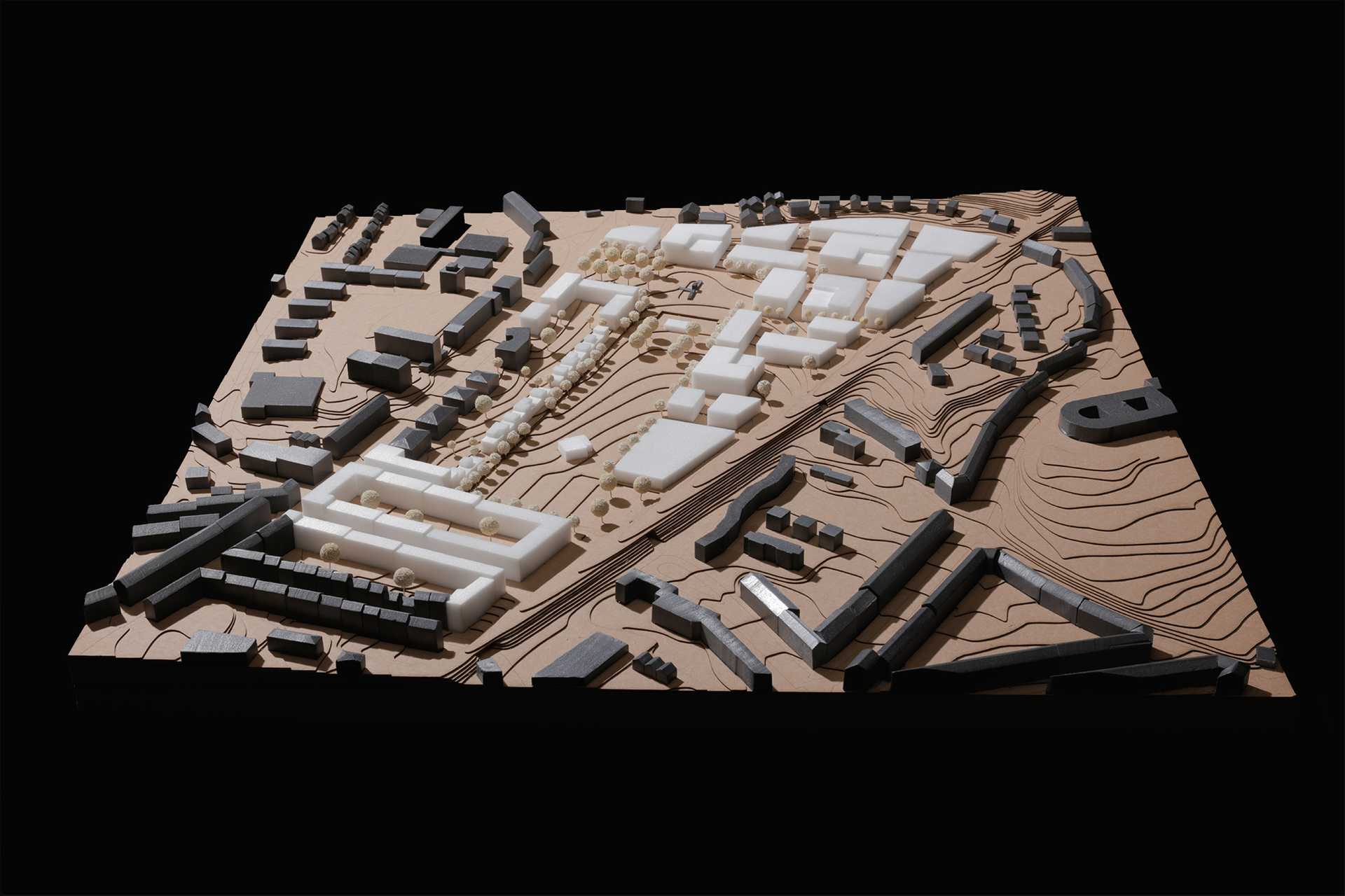 architectural model of urban plan full shot